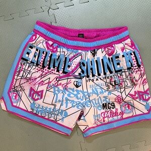 Mc9 Pink & Blue Graphic Men’s Athletic Shorts